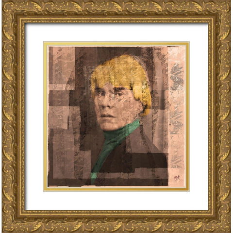 Andy Warhol Silkscreen I Gold Ornate Wood Framed Art Print with Double Matting by Wiley, Marta
