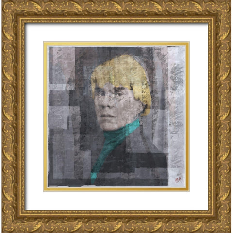 Andy Warhol Silkscreen I Gold Ornate Wood Framed Art Print with Double Matting by Wiley, Marta