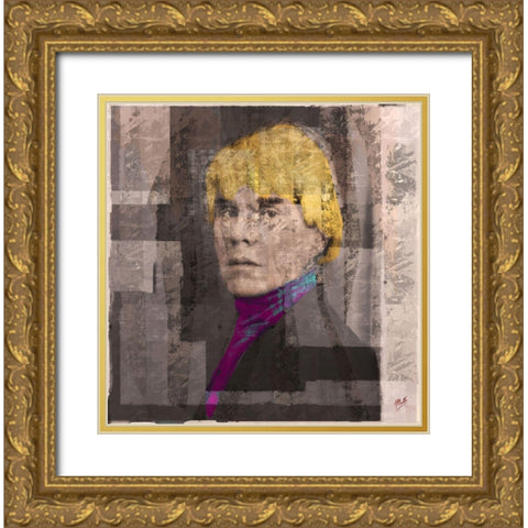 Andy Warhol Silkscreen I Gold Ornate Wood Framed Art Print with Double Matting by Wiley, Marta