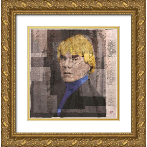 Andy Warhol Silkscreen I Gold Ornate Wood Framed Art Print with Double Matting by Wiley, Marta