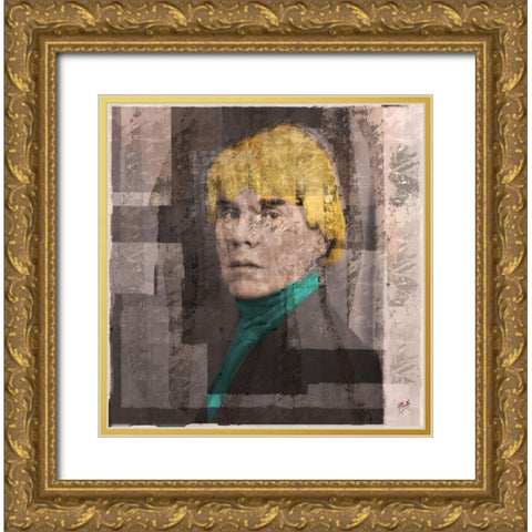 Andy Warhol Silkscreen I Gold Ornate Wood Framed Art Print with Double Matting by Wiley, Marta