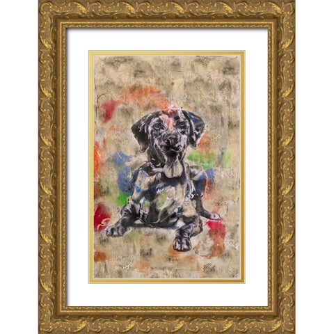 Abstract Brown Gold Ornate Wood Framed Art Print with Double Matting by Wiley, Marta