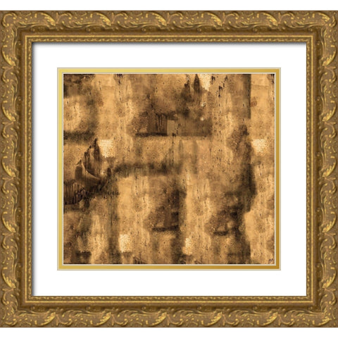 Abstact Ochre Gold Ornate Wood Framed Art Print with Double Matting by Wiley, Marta