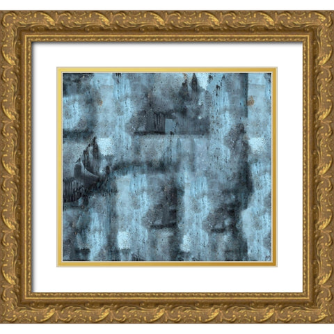 Teal Crackle Gold Ornate Wood Framed Art Print with Double Matting by Wiley, Marta