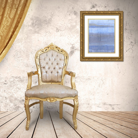 Blue Abstract  V Gold Ornate Wood Framed Art Print with Double Matting by Wiley, Marta