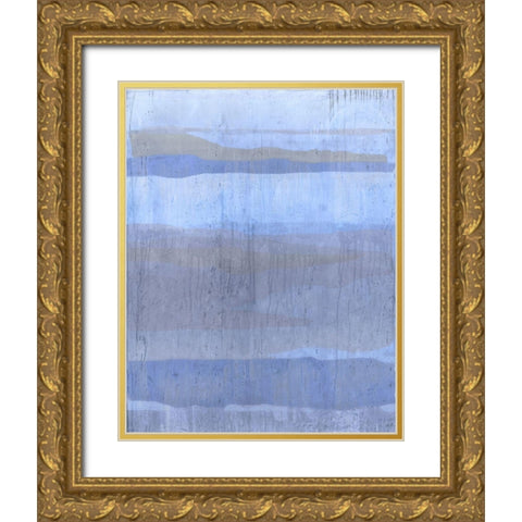 Blue Abstract  V Gold Ornate Wood Framed Art Print with Double Matting by Wiley, Marta