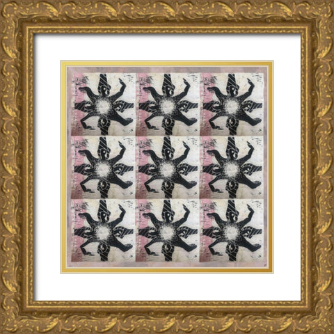 Fancy Footwork Abstract Gold Ornate Wood Framed Art Print with Double Matting by Wiley, Marta