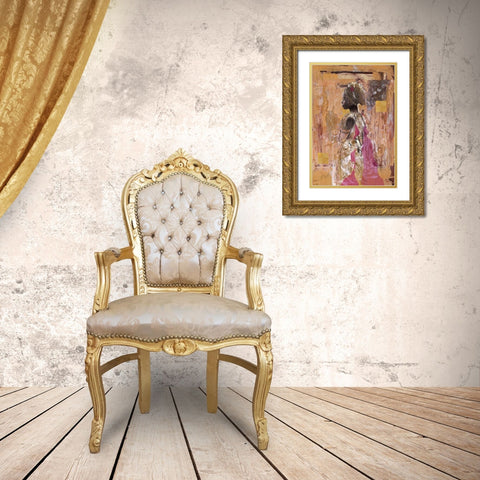 In Solitude- Light Gold Ornate Wood Framed Art Print with Double Matting by Wiley, Marta
