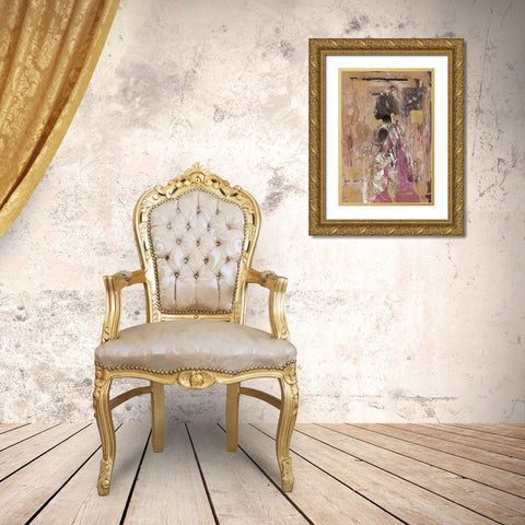 In Solitude- Dark  Gold Ornate Wood Framed Art Print with Double Matting by Wiley, Marta