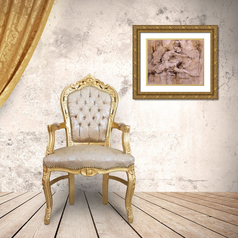 Balerina - Dark Gold Ornate Wood Framed Art Print with Double Matting by Wiley, Marta