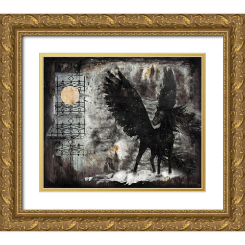 Black Pegasus Gold Ornate Wood Framed Art Print with Double Matting by Wiley, Marta