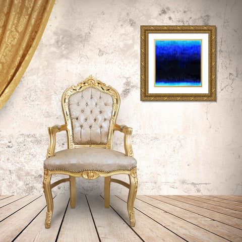Blue Abstract Night Gold Ornate Wood Framed Art Print with Double Matting by Wiley, Marta