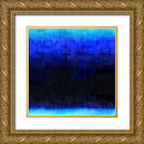 Blue Abstract Night Gold Ornate Wood Framed Art Print with Double Matting by Wiley, Marta