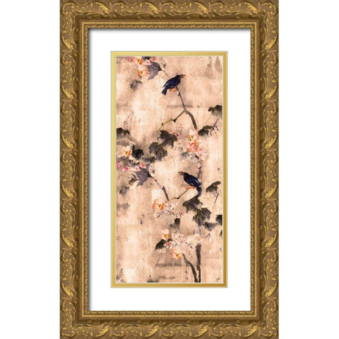 Song Bird Sepia Gold Ornate Wood Framed Art Print with Double Matting by Wiley, Marta