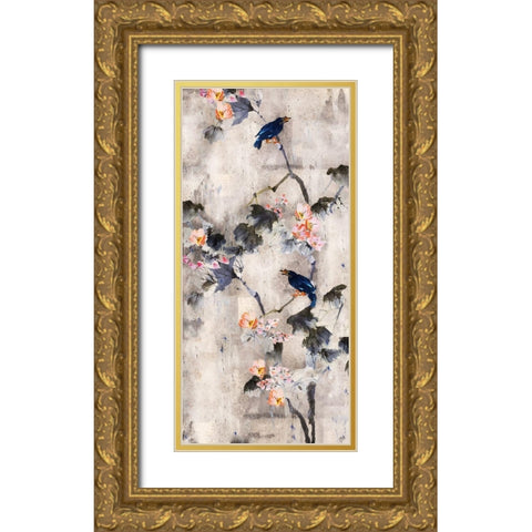 Song Bird Soft Gold Ornate Wood Framed Art Print with Double Matting by Wiley, Marta