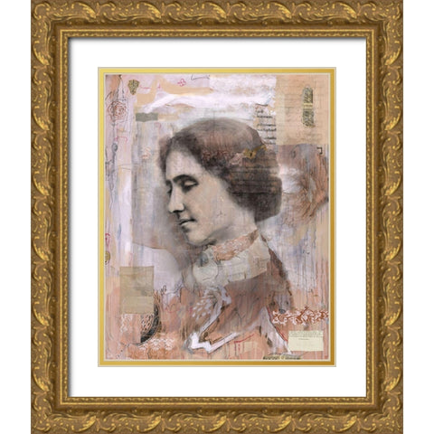 Helen Keller Collage Gold Ornate Wood Framed Art Print with Double Matting by Wiley, Marta