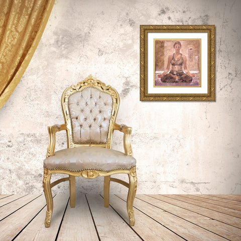 Yoga I-Blue Gold Ornate Wood Framed Art Print with Double Matting by Wiley, Marta