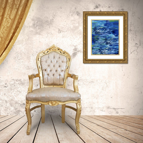 River II Study Blue Gold Ornate Wood Framed Art Print with Double Matting by Wiley, Marta
