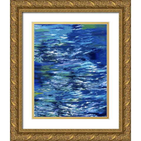 River II Study Blue Gold Ornate Wood Framed Art Print with Double Matting by Wiley, Marta