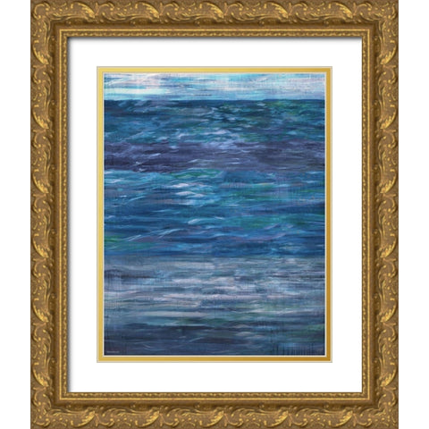 Blue Day Ocean II Gold Ornate Wood Framed Art Print with Double Matting by Wiley, Marta