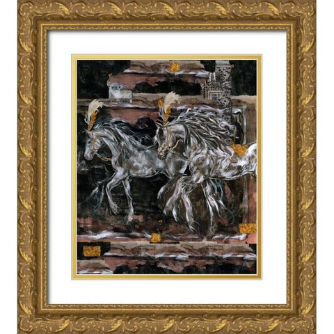 Prancer Close Up Gold Ornate Wood Framed Art Print with Double Matting by Wiley, Marta