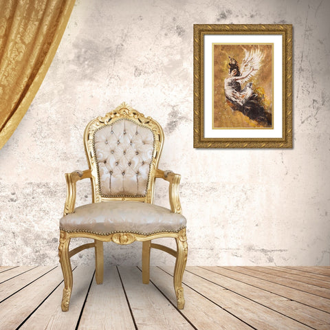 Falling Angel V Gold Ornate Wood Framed Art Print with Double Matting by Wiley, Marta