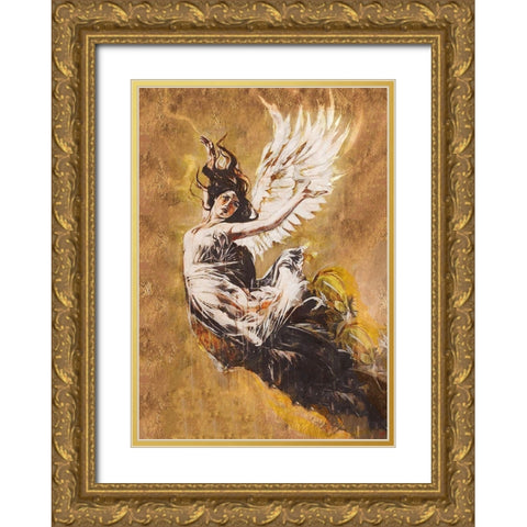Falling Angel III Gold Ornate Wood Framed Art Print with Double Matting by Wiley, Marta