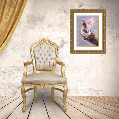 Blue Angel Falling II Gold Ornate Wood Framed Art Print with Double Matting by Wiley, Marta