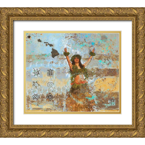 Blue Sun Salutation Gold Ornate Wood Framed Art Print with Double Matting by Wiley, Marta
