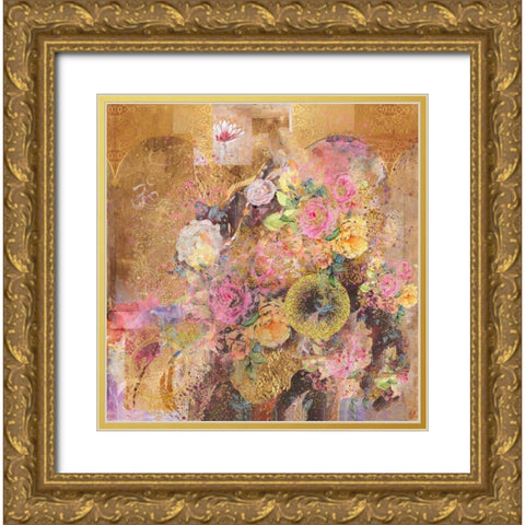 Floral Abstract Gold Ornate Wood Framed Art Print with Double Matting by Wiley, Marta
