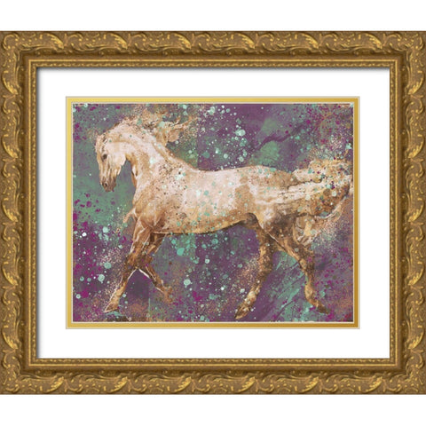 Fibonacci puple gold Horse Gold Ornate Wood Framed Art Print with Double Matting by Wiley, Marta