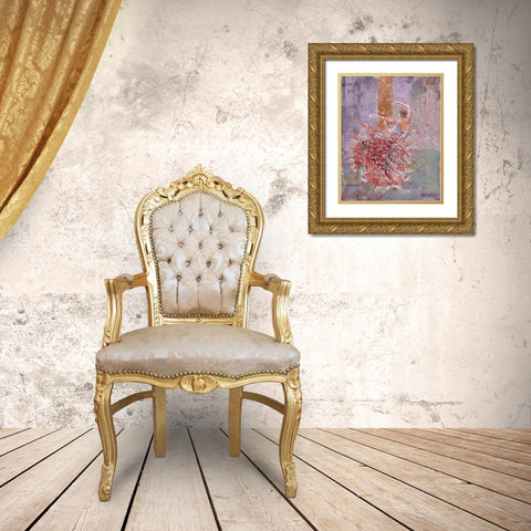 Temple dancer pink Gold Ornate Wood Framed Art Print with Double Matting by Wiley, Marta