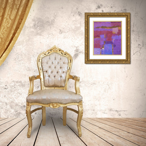 Purple Abstract Gold Ornate Wood Framed Art Print with Double Matting by Wiley, Marta