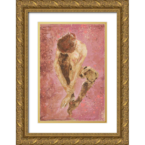 Pink Repose Gold Ornate Wood Framed Art Print with Double Matting by Wiley, Marta