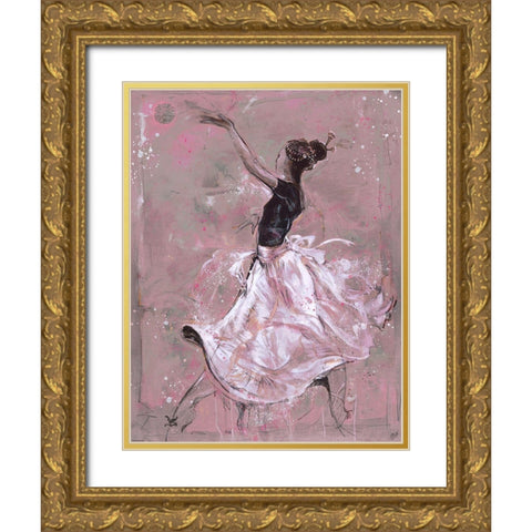 Living The Dream- Pink Gold Ornate Wood Framed Art Print with Double Matting by Wiley, Marta