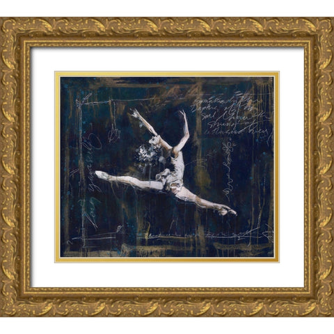 Ballet V Gold Ornate Wood Framed Art Print with Double Matting by Wiley, Marta