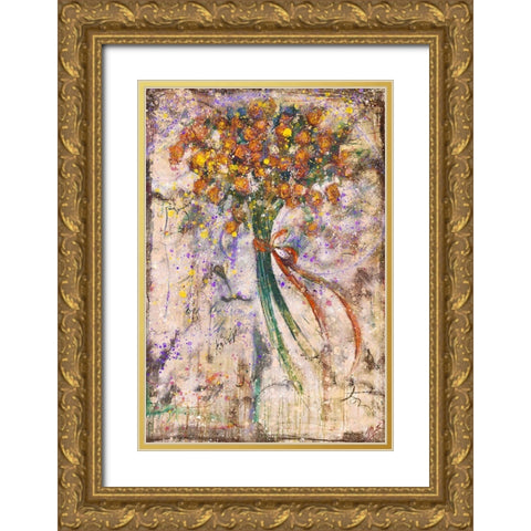 Floral bouquet Yellow Gold Ornate Wood Framed Art Print with Double Matting by Wiley, Marta