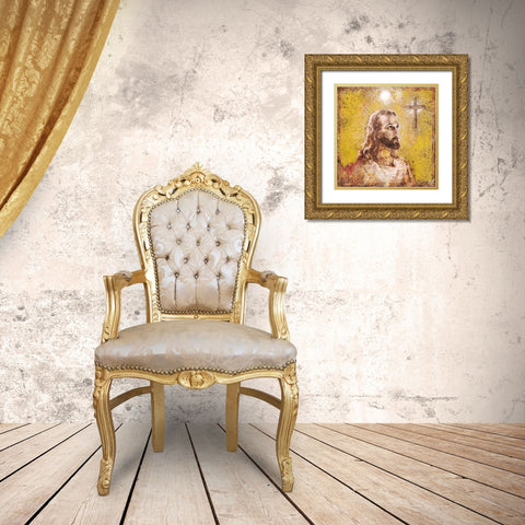 Jesus Rock Star Yellow Gold Ornate Wood Framed Art Print with Double Matting by Wiley, Marta