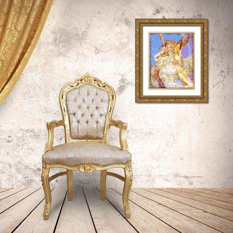 Fibonacci Angel Blue Gold Ornate Wood Framed Art Print with Double Matting by Wiley, Marta