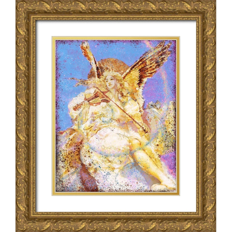 Fibonacci Angel Blue Gold Ornate Wood Framed Art Print with Double Matting by Wiley, Marta