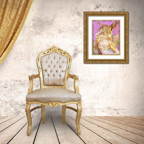 Fibonacci Angel Pink Gold Ornate Wood Framed Art Print with Double Matting by Wiley, Marta