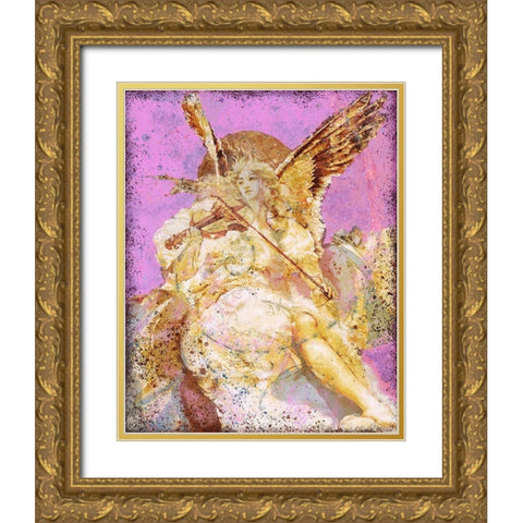 Fibonacci Angel Pink Gold Ornate Wood Framed Art Print with Double Matting by Wiley, Marta