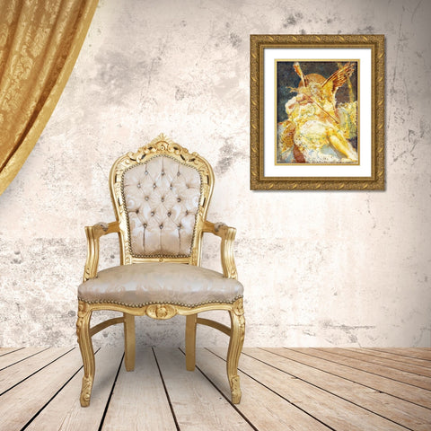Fibonacci Angel Navy Blue Gold Ornate Wood Framed Art Print with Double Matting by Wiley, Marta