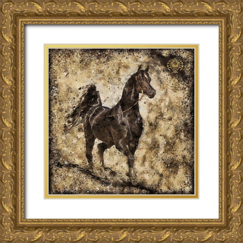 Black Arabian I Gold Ornate Wood Framed Art Print with Double Matting by Wiley, Marta