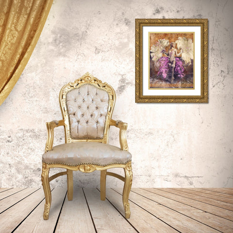 Vintage Dancer Gold Ornate Wood Framed Art Print with Double Matting by Wiley, Marta