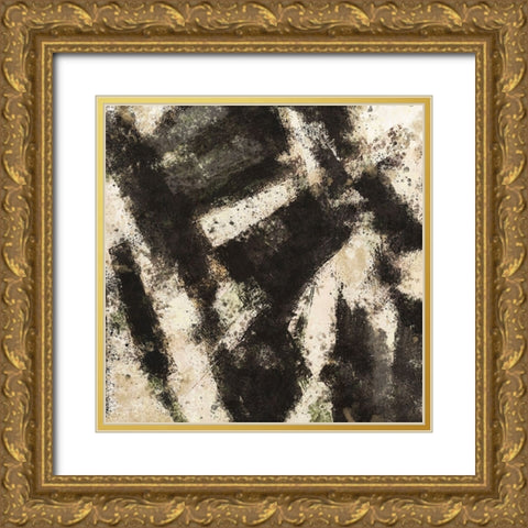 Abstract Black And White Gold Ornate Wood Framed Art Print with Double Matting by Wiley, Marta