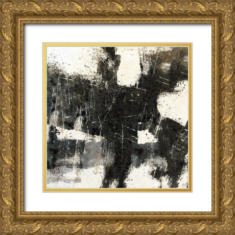 Abstract Black And White Gold Ornate Wood Framed Art Print with Double Matting by Wiley, Marta