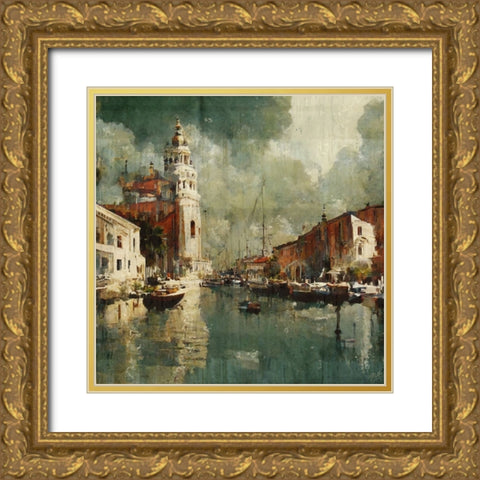 Rainy day in Venice I Gold Ornate Wood Framed Art Print with Double Matting by Wiley, Marta