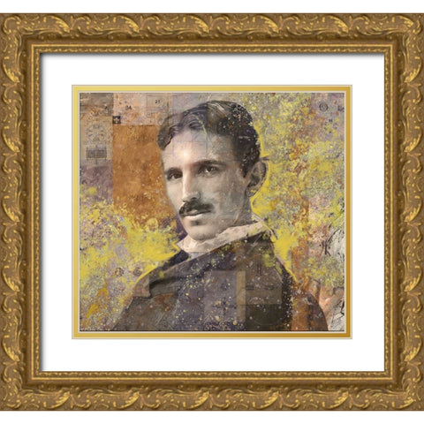 Tesla Yellow Gold Ornate Wood Framed Art Print with Double Matting by Wiley, Marta