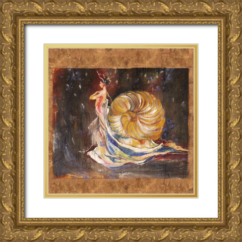 Snail Woman Sketch Gold Ornate Wood Framed Art Print with Double Matting by Wiley, Marta